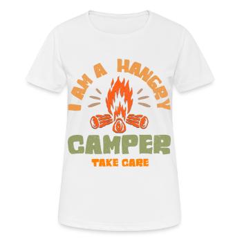 Ich bin ein hungriger Camper - Frauen T-Shirt atmungsaktiv - Weiß - Vorne - AI Model Female 172 dark (172cm)