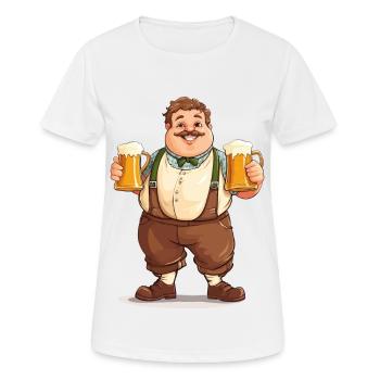Chope à bière Chope de masse Cheers Booze Lederhosen - T-shirt respirant Femme - blanc - Devant - AI Model Female 172 dark (172cm)