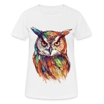 Eule Uhu Vogel Nachtvogel Tier Nacht Mond Natur - Frauen T-Shirt atmungsaktiv - Weiß - Vorne - AI Model Female 172 dark (172cm)