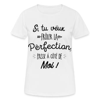 Perfection c'est moi - T-shirt respirant Femme - blanc - Devant - AI Model Female 172 dark (172cm)