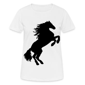 étalon noir - chemise de cheval noir &sweat à capuche - T-shirt respirant Femme - blanc - Devant - AI Model Female 172 dark (172cm)