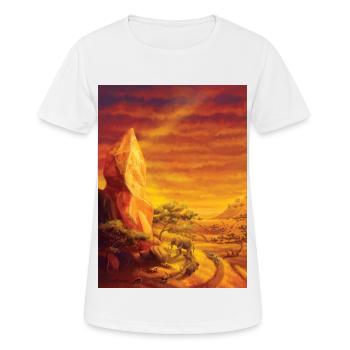 Afrikanische Savanne magische Sonnensteinlandschaft - Frauen T-Shirt atmungsaktiv - Weiß - Vorne - AI Model Female 172 dark (172cm)