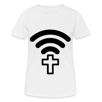Verbinde dich Jesus Gott Kirche Pilger Wallfahrt - Frauen T-Shirt atmungsaktiv - Weiß - Vorne - AI Model Female 172 dark (172cm)