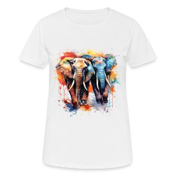 Eléphants en couleur avec splash - T-shirt respirant Femme - blanc - Devant - AI Model Female 172 dark (172cm)