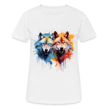Zwei Wölfe - Frauen T-Shirt atmungsaktiv - Weiß - Vorne - AI Model Female 172 dark (172cm)