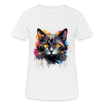 schwarze Katze - Frauen T-Shirt atmungsaktiv - Weiß - Vorne - AI Model Female 172 dark (172cm)