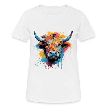 Highland Cow, watercolor - Women's Breathable T-Shirt - white - Front - AI Model Female 172 dark (172cm)