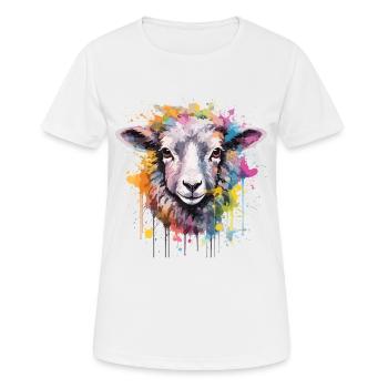 Mouton aquarelle avec splash - T-shirt respirant Femme - blanc - Devant - AI Model Female 172 dark (172cm)