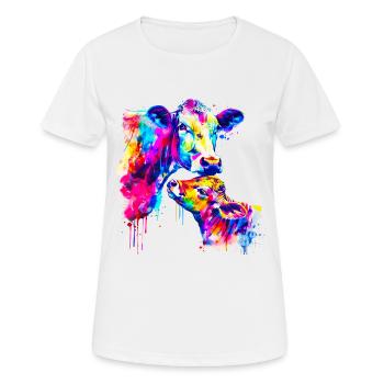 Cow with calf - Women's Breathable T-Shirt - white - Front - AI Model Female 172 dark (172cm)
