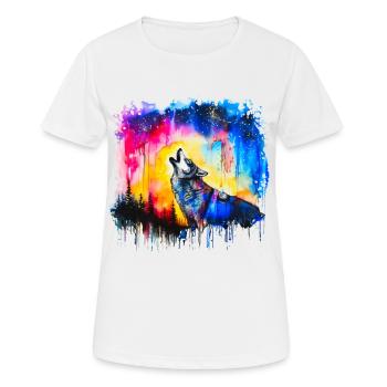 Loup aquarelle - T-shirt respirant Femme - blanc - Devant - AI Model Female 172 dark (172cm)