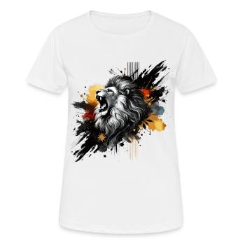 Löwe in Aquarell, bunt - Frauen T-Shirt atmungsaktiv - Weiß - Vorne - AI Model Female 172 dark (172cm)