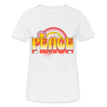 Paix Paix Fleur Arc-en-ciel colorée Contre la Guerre - T-shirt respirant Femme - blanc - Devant - AI Model Female 172 dark (172cm)