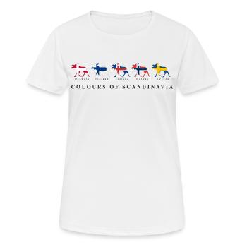 COLOURS OF SCANDINAVIA Elch Flaggen Skandinavien - Frauen T-Shirt atmungsaktiv - Weiß - Vorne - AI Model Female 172 dark (172cm)