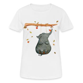 Elefant auf der Schaukel - Frauen T-Shirt atmungsaktiv - Weiß - Vorne - AI Model Female 172 dark (172cm)