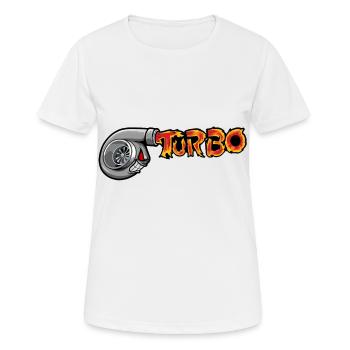 Turbo PS Auto Automobil Freak schnell Tempo - Frauen T-Shirt atmungsaktiv - Weiß - Vorne - AI Model Female 172 dark (172cm)