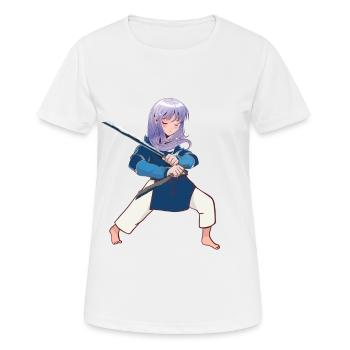 Manga Schwertkaempferin - Frauen T-Shirt atmungsaktiv - Weiß - Vorne - AI Model Female 172 dark (172cm)