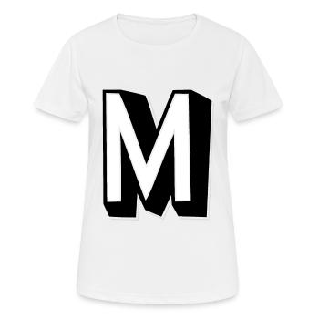 Lettre M - Alphabet M - T-shirt respirant Femme - blanc - Devant - AI Model Female 172 dark (172cm)
