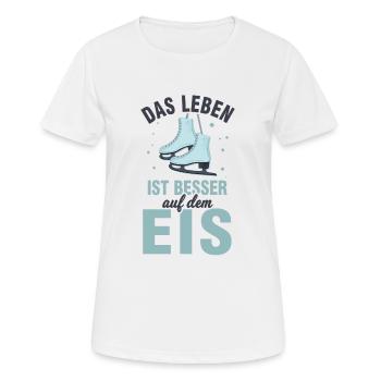 Eislaufen Schlittschuhlaufen Schlittschuhe Eislauf - Frauen T-Shirt atmungsaktiv - Weiß - Vorne - AI Model Female 172 dark (172cm)