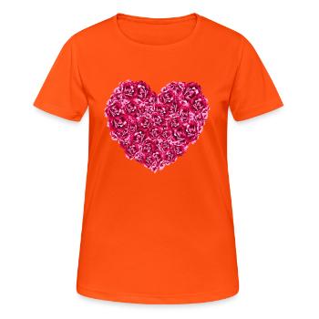 Pink Roses Heart - Women's Breathable T-Shirt - neon orange - Front - AI Model Female 172 dark (172cm)