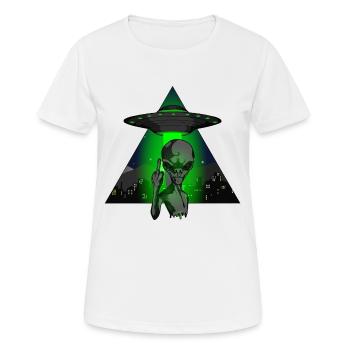 Alien mit Mittelfinger - Humans sucks - Frauen T-Shirt atmungsaktiv - Weiß - Vorne - AI Model Female 172 dark (172cm)