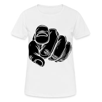 Zeigefinger mit Vector Hand - Frauen T-Shirt atmungsaktiv - Weiß - Vorne - AI Model Female 172 dark (172cm)