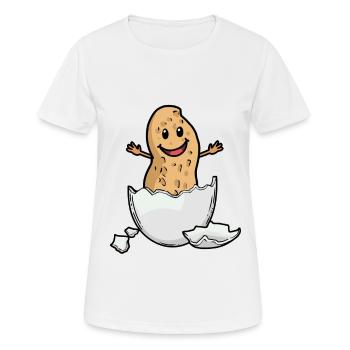 Cacahuète Noix Coquille d’oeuf Naissance Bébé Hourra - T-shirt respirant Femme - blanc - Devant - AI Model Female 172 dark (172cm)