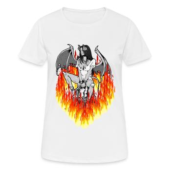 Flammen Fegefeuer Teufelin Hölle Horror Halloween - Frauen T-Shirt atmungsaktiv - Weiß - Vorne - AI Model Female 172 dark (172cm)