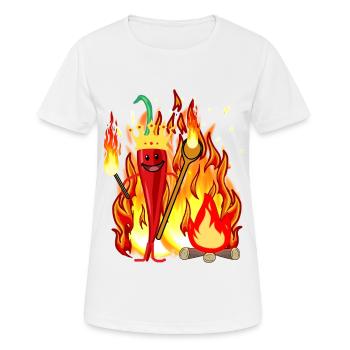Chilli pod paprika fiery hot cook spicy - Women's Breathable T-Shirt - white - Front - AI Model Female 172 dark (172cm)