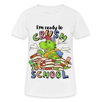 Ready to crush school cooler Dino zur Einschulung - Frauen T-Shirt atmungsaktiv - Weiß - Vorne - AI Model Female 172 dark (172cm)