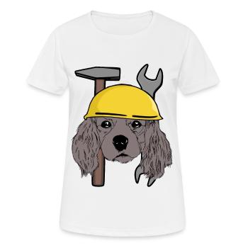 Tête de chien Casque de sécurité de chien Chantier de construction Enfant commercial - T-shirt respirant Femme - blanc - Devant - AI Model Female 172 dark (172cm)