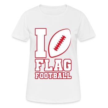 I love Flag Football Ball Player - Women's Breathable T-Shirt - white - Front - AI Model Female 172 dark (172cm)