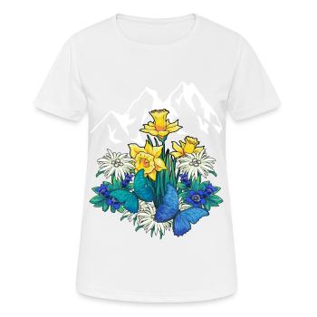 Autriche Tyrol printemps Nature Alm Gentiane Fleurs - T-shirt respirant Femme - blanc - Devant - AI Model Female 172 dark (172cm)