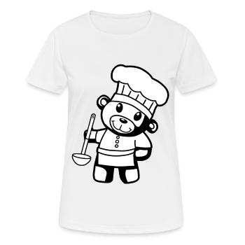 Chef amateur Art culinaire Teddy Bear Cook Soup Louche Ours à la louche - T-shirt respirant Femme - blanc - Devant - AI Model Female 172 dark (172cm)