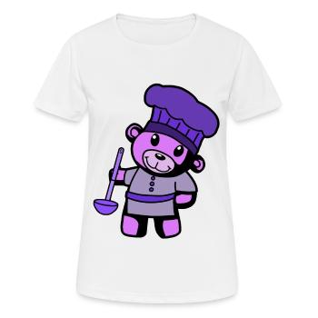 Hobby Chef Cuisine Ours en peluche Cuisinier Louche à soupe - T-shirt respirant Femme - blanc - Devant - AI Model Female 172 dark (172cm)