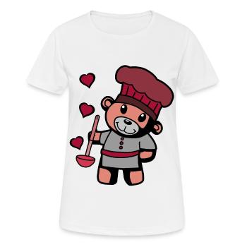Chef amateur Art culinaire Teddy Bear Cook Soup Louche - T-shirt respirant Femme - blanc - Devant - AI Model Female 172 dark (172cm)