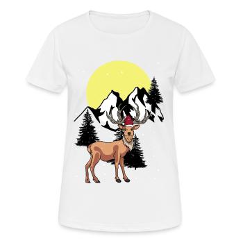 Xmas Weihnachten Hirsch Nikolaus Rentier Christmas - Frauen T-Shirt atmungsaktiv - Weiß - Vorne - AI Model Female 172 dark (172cm)