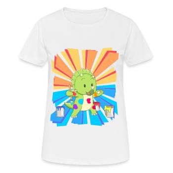 Geburtstagsgeschenk Kinder Kindergarten malen bunt - Frauen T-Shirt atmungsaktiv - Weiß - Vorne - AI Model Female 172 dark (172cm)