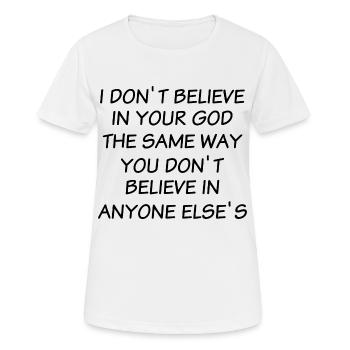 Proverbes de l’athéisme - T-shirt respirant Femme - blanc - Devant - AI Model Female 172 dark (172cm)