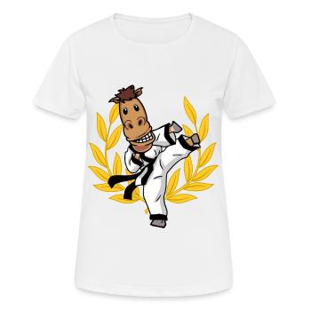 Karaté Cheval Self Défense Vous Cheval Sport - T-shirt respirant Femme - blanc - Devant - AI Model Female 172 dark (172cm)