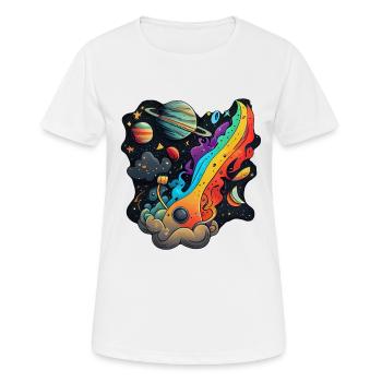 Cosmos et planètes dessin animé art #cosmos - T-shirt respirant Femme - blanc - Devant - AI Model Female 172 dark (172cm)