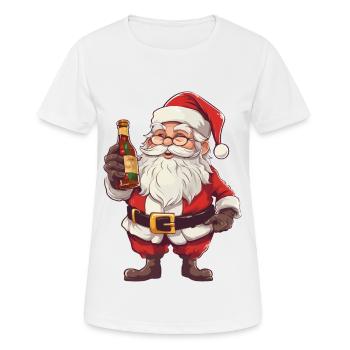 Santa Claus Bottle Rum Alcohol Liquor Cheers - Women's Breathable T-Shirt - white - Front - AI Model Female 172 dark (172cm)