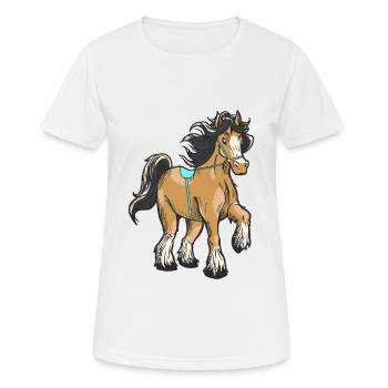 cheval, équitation, cavalier, cavalier, enfant, poney, cheval, cheval - T-shirt respirant Femme - blanc - Devant - AI Model Female 172 dark (172cm)