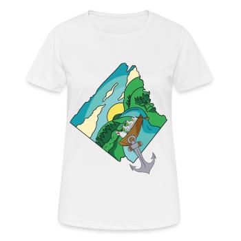 Oma Huhn Boot Bach runter Fantasy Geflügel Ausflug - Frauen T-Shirt atmungsaktiv - Weiß - Vorne - AI Model Female 172 dark (172cm)