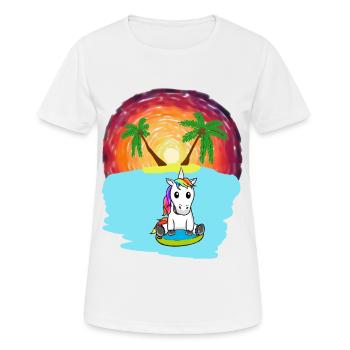 Licorne Mers du Sud Vacances Océan Île Détresse Mer Lac - T-shirt respirant Femme - blanc - Devant - AI Model Female 172 dark (172cm)
