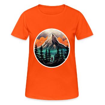 Reisende #tshirt - Frauen T-Shirt atmungsaktiv - Neonorange - Vorne - AI Model Female 172 dark (172cm)