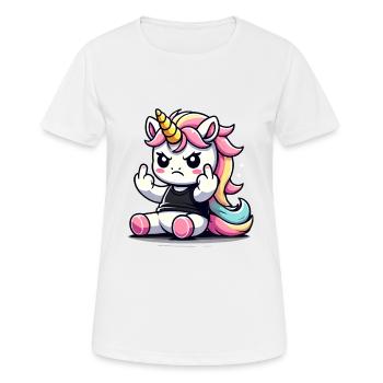 Rebellisches Einhorn flippt ab - Frauen T-Shirt atmungsaktiv - Weiß - Vorne - AI Model Female 172 dark (172cm)