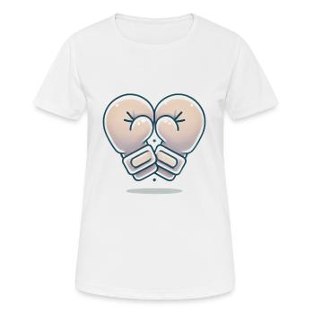 Herzförmiges Boxhandschuhdesign - Frauen T-Shirt atmungsaktiv - Weiß - Vorne - AI Model Female 172 dark (172cm)