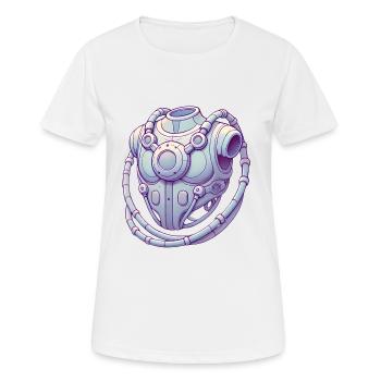 Futuristic Chest Device Graphic Tee - Women's Breathable T-Shirt - white - Front - AI Model Female 172 dark (172cm)