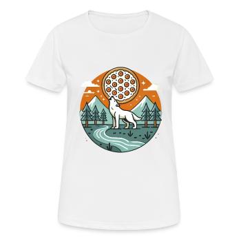Heulender Wolf mit Pizza Mond - Frauen T-Shirt atmungsaktiv - Weiß - Vorne - AI Model Female 172 dark (172cm)