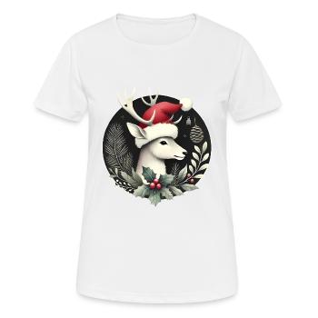 Festlicher Hirsch mit Nikolaushutkranz - Frauen T-Shirt atmungsaktiv - Weiß - Vorne - AI Model Female 172 dark (172cm)